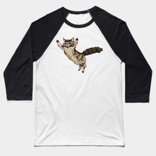 Pouncing Fluffy Cat Baseball T-Shirt